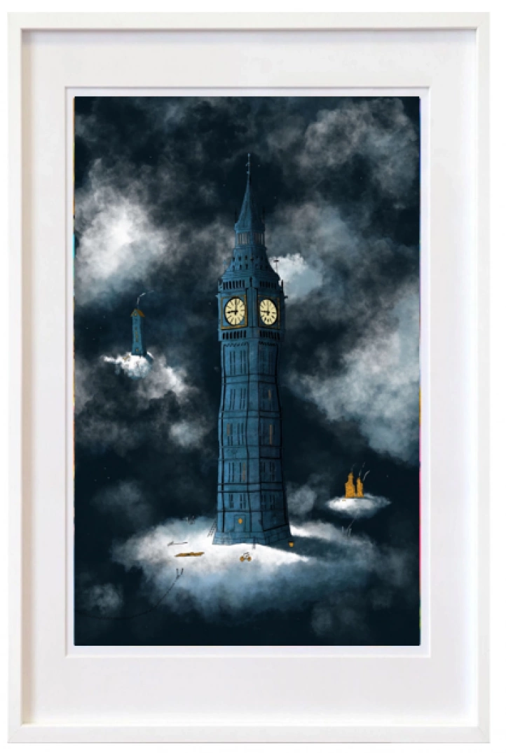 Big Ben, blue i gruppen Konstgalleri / Surrealistisk konst hos NOA Gallery (100093_Big Ben Blue)